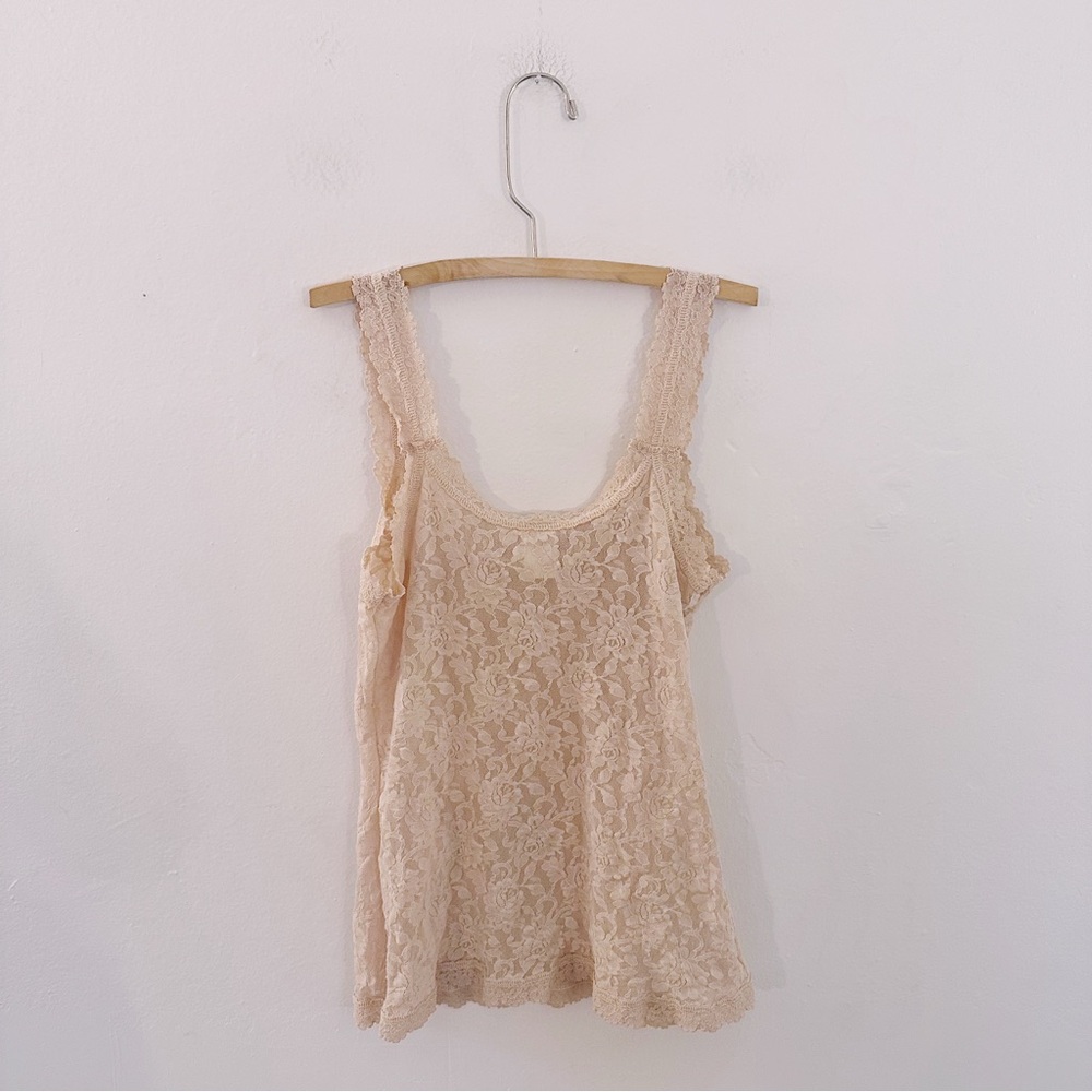 Vintage Hanky Panky Lace Sleeveless Top Cream Tank Sleepwear - Picture 4 of 5